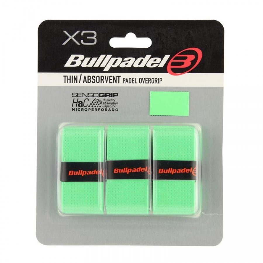 Blister Bullpadel 3 Overgrips GB1705 Senso Vert perfore