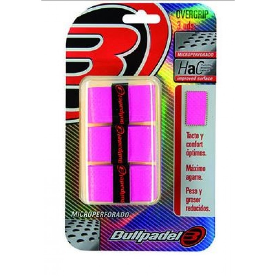 Blister Bullpadel 3 Overgrips GB1201 Comfort Perforated Pink Fluor
