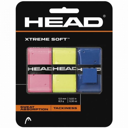 Blister Overgrips Head Xtreme Soft Rosa Amarelo Azul 3 Unidades Blister Overgrips Head Xtreme Soft Rosa Amarelo Azul 3 Unidades