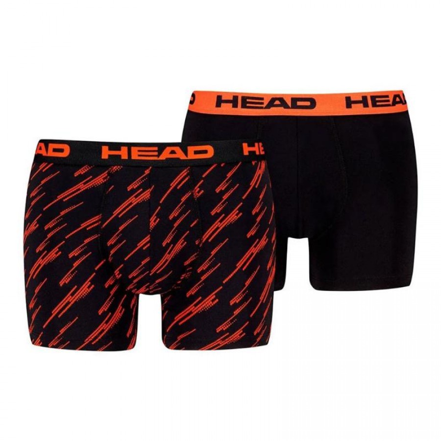 Boxer noir orange imprime tete 2 unites  Offre - Pas cher