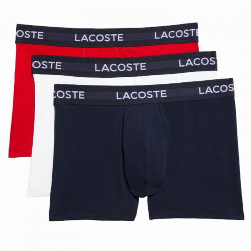 Lacoste Navy Blue White Red Boxers 3 Units Lacoste Navy Blue White Red Boxers 3 Units