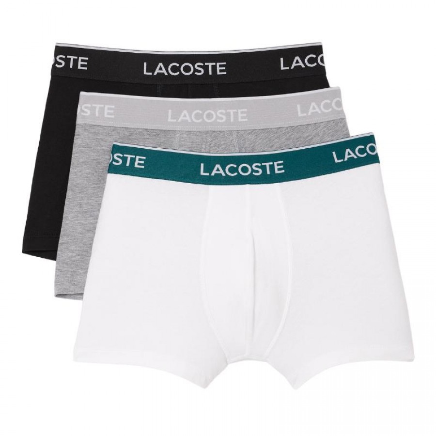 Cuecas Lacoste Casual Preto Branco Cinza 3 Unidades  Oferta + Barato