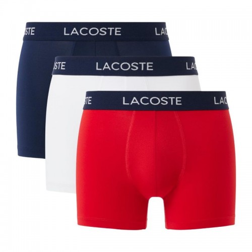Lacoste Pique Navy Blue White Red Boxers 3 Units Lacoste Pique Navy Blue White Red Boxers 3 Units