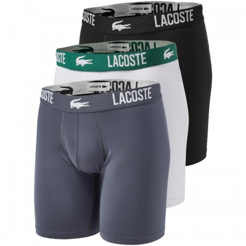 Boxer in poliammide Lacoste Bianchi Grigi Neri 3 unità