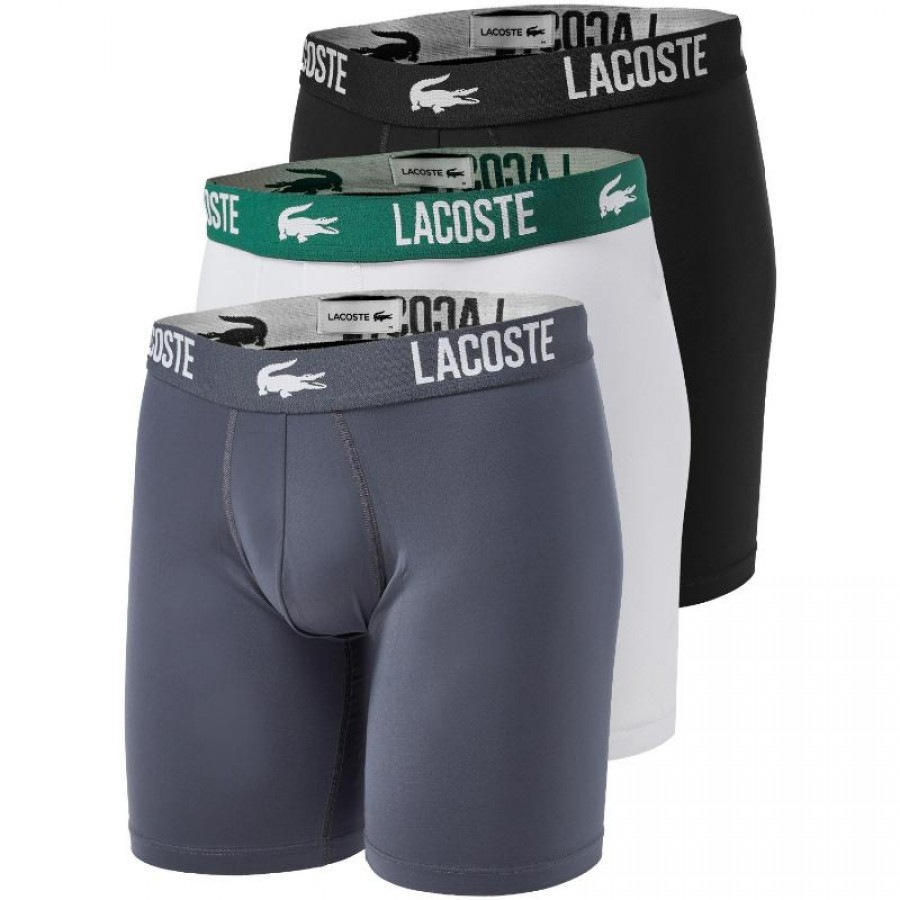 Boxers Lacoste Poliamida Blanco Gris Negro 3 Unidades