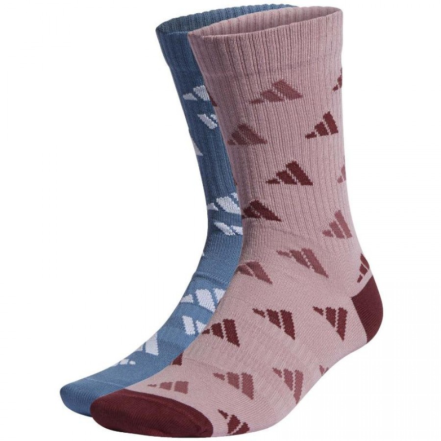 Adidas Crew AOP Blue Mauve Socks 2 Pairs