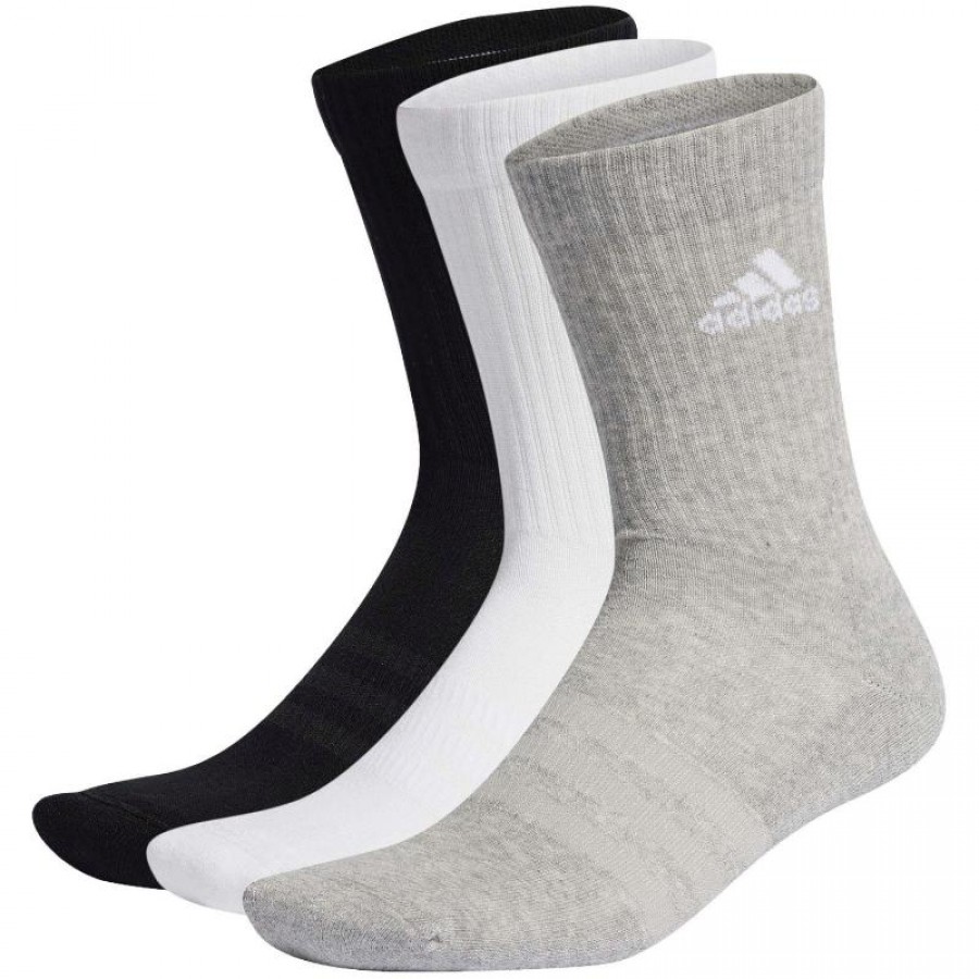 Adidas Cushioned Classic Black White Grey Socks 3 Pairs