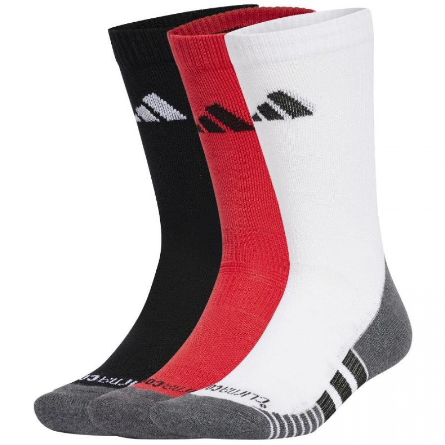 adidas Chaussettes Crew Cushioned Rouge Noir Blanc 3 Paires  Offre - Pas cher