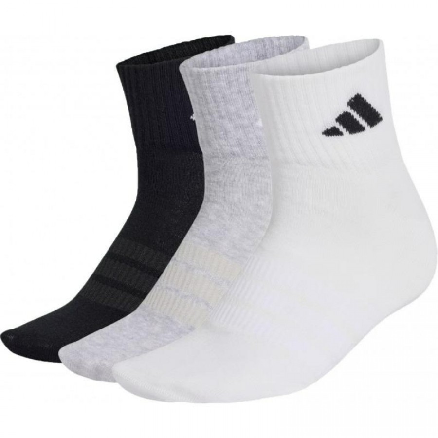 Calcetines Adidas Essentials Ank Gris Blanco 3 Pares