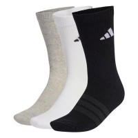 Calcetines Adidas Essentials Crew Gris Blanco Negro 3 Pares