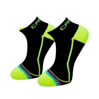 Meias Cartri Trajan Crew Preto Amarelo 1 Par  Oferta + Barato