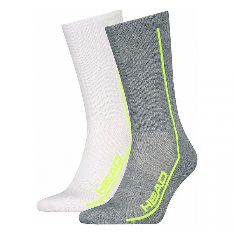 Head Performance Crew Socks White Lime Gray 2 Pairs  Offer + Cheap