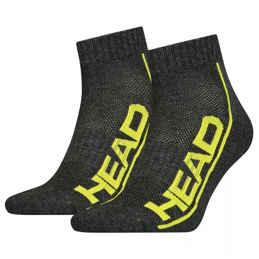 Head Performance Quarter Lime Grey Socks 2 Pairs