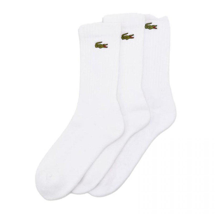 Meias Lacoste Sport High Cut White 3 Pares
