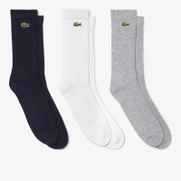 Lacoste Sport Socks High Cut Grey White Blue 3 Pairs