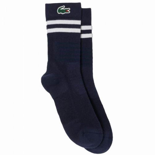 Meias de Corte Alto Lacoste Sport Marinho Branco 1 Par Meias de Corte Alto Lacoste Sport Marinho Branco 1 Par