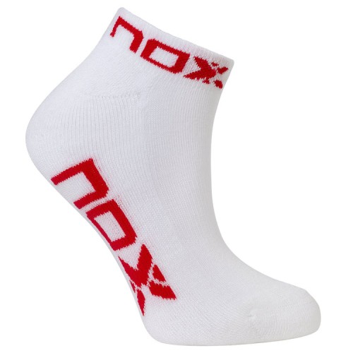 Meias Nox Tornozelo Branco Vermelho 1 Par Meias Nox Tornozelo Branco Vermelho 1 Par