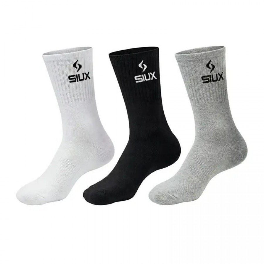 Siux Basic 26 Calzini Alto Nero Grigio Bianco 3 paia