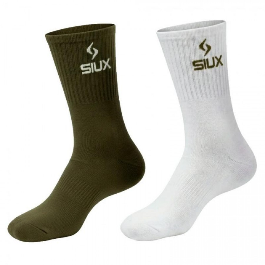 Chaussettes Siux Groove à tige haute vertes blanches 2 paires
