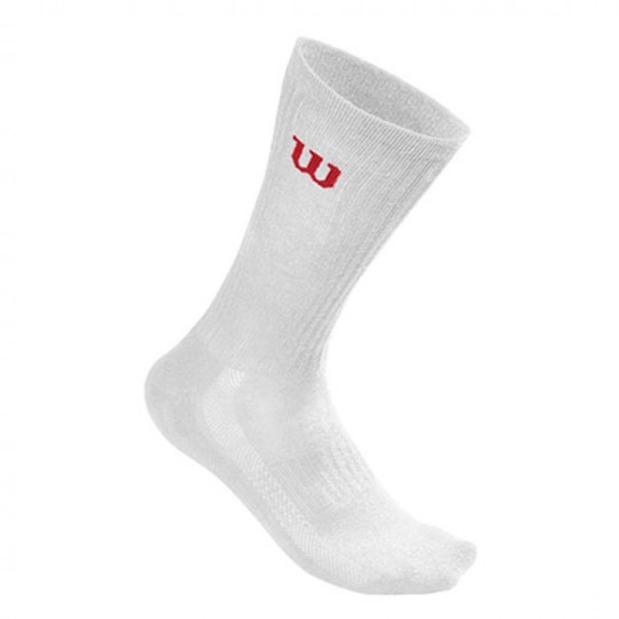 Wilson Crew Chaussettes blanches 3 paires  PADELPOINT Wilson Crew Chaussettes blanches 3 paires