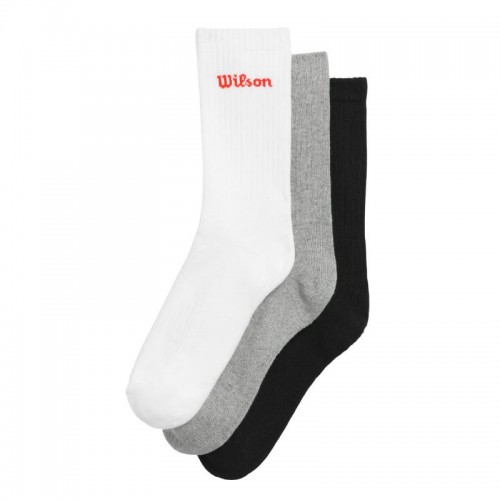 Calzini Wilson Crew Bianco Grigio Nero 3 Paia Calzini Wilson Crew Bianco Grigio Nero 3 Paia
