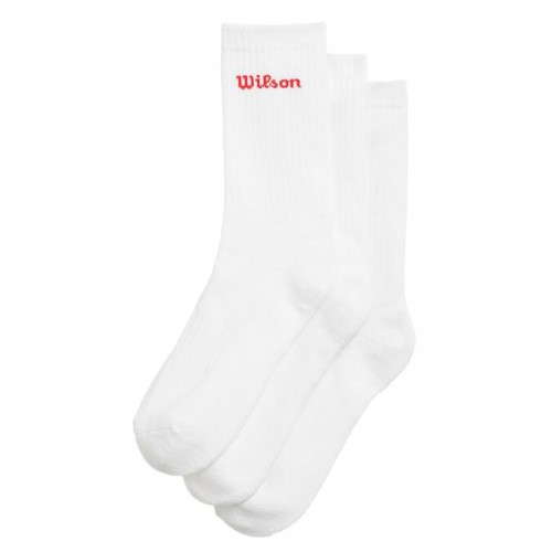 Calzini Wilson Crew Bianco Rosso 3 Paia Calzini Wilson Crew Bianco Rosso 3 Paia