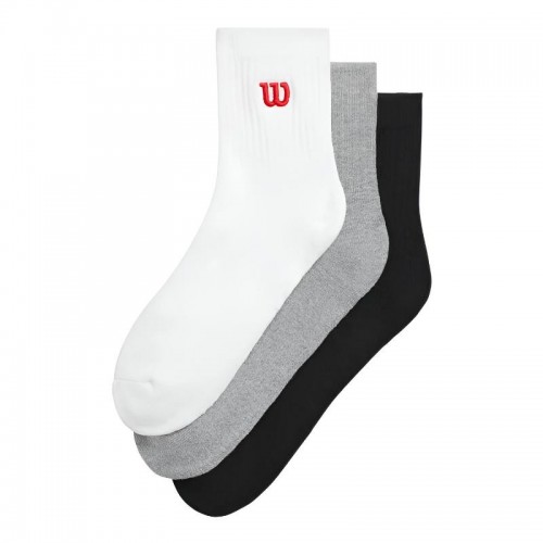 Wilson Quarter Top Calze Bianco Grigio Nero 3 Paia Wilson Quarter Top Calze Bianco Grigio Nero 3 Paia