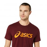 Camiseta Asics Big Logo Granate Naranja Brillante