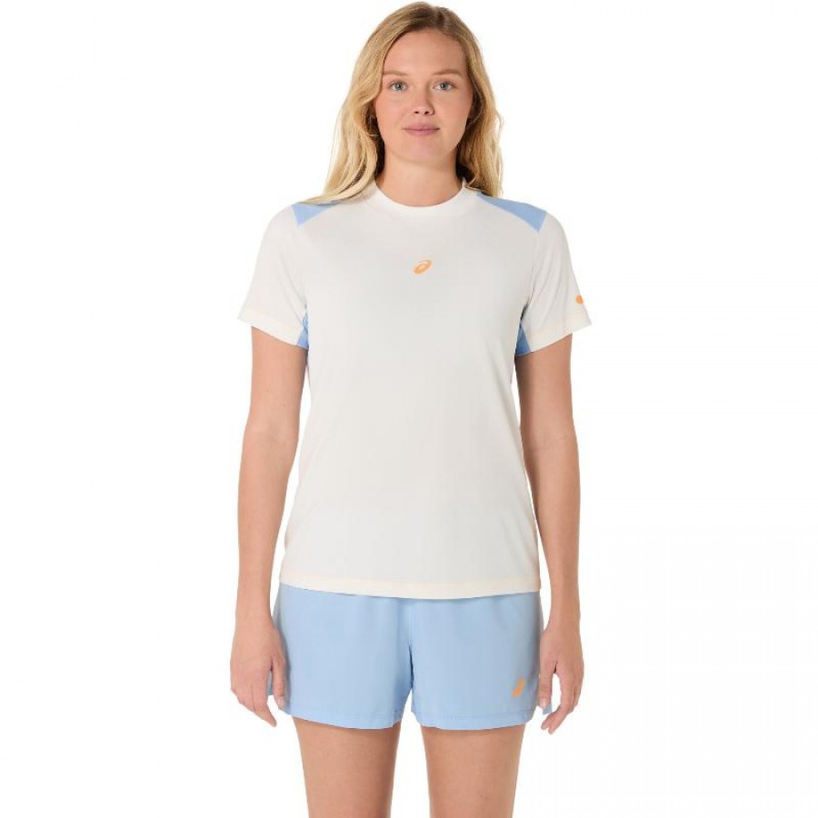 Camiseta Feminina Asics Padel Court Cream  Oferta + Barato