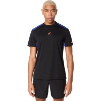 Camiseta Asics Padel Court SS Top Negro Azul Cobalto  Oferta + Barato