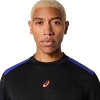 Camiseta Asics Padel Court SS Top Negro Azul Cobalto  Oferta + Barato