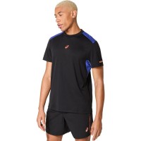 Camiseta Asics Padel Court SS Top Negro Azul Cobalto  Oferta + Barato