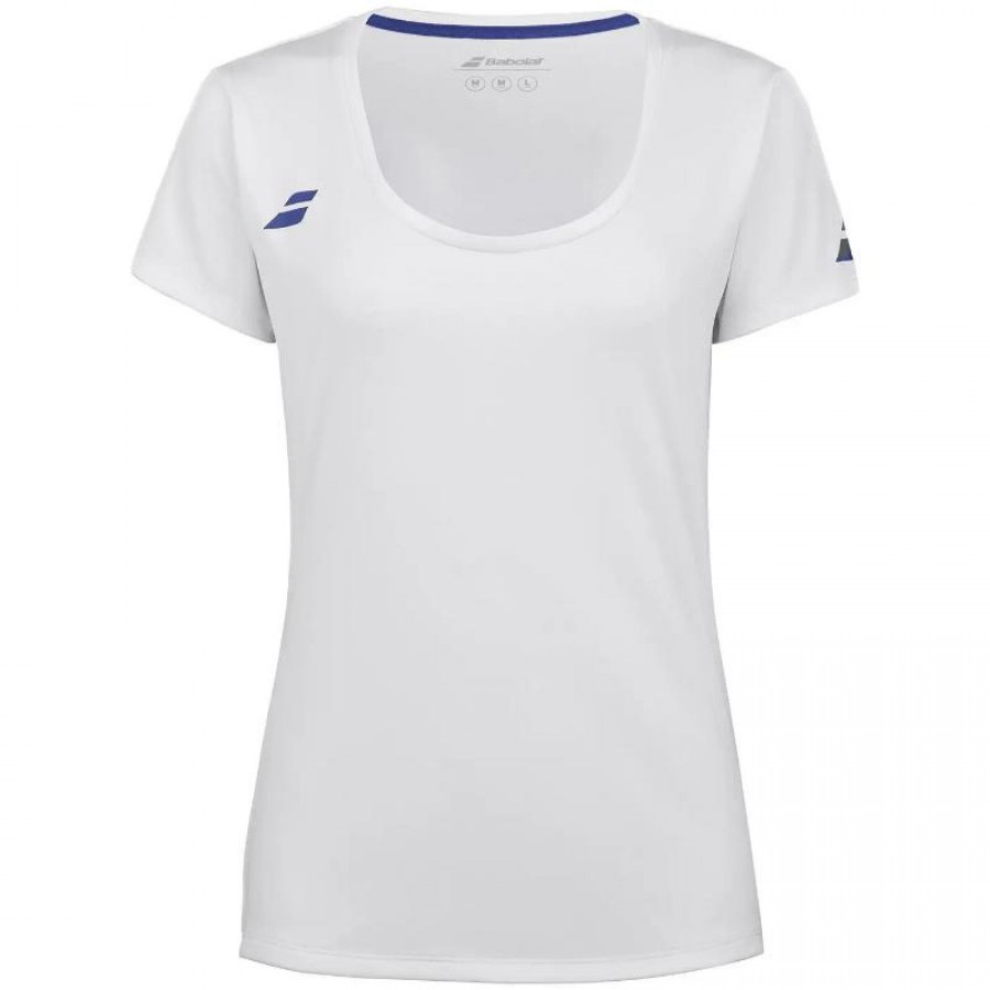 Camiseta Babolat Joga Capsleeve Blanco Azul Junior
