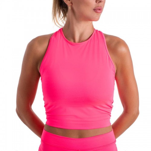 Camiseta basica rosa fluor curta BB Camiseta basica rosa fluor curta BB