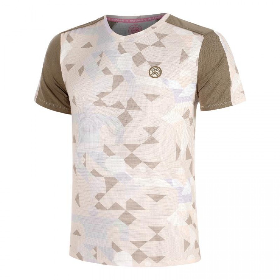 Bidi Badu Paris T-Shirt Marron Col V Beige  Offre - Pas cher