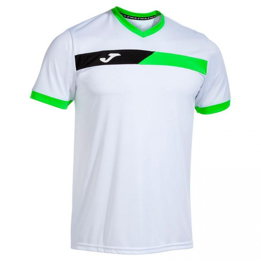 Camiseta Joma Court Branco Verde Fluor Preto