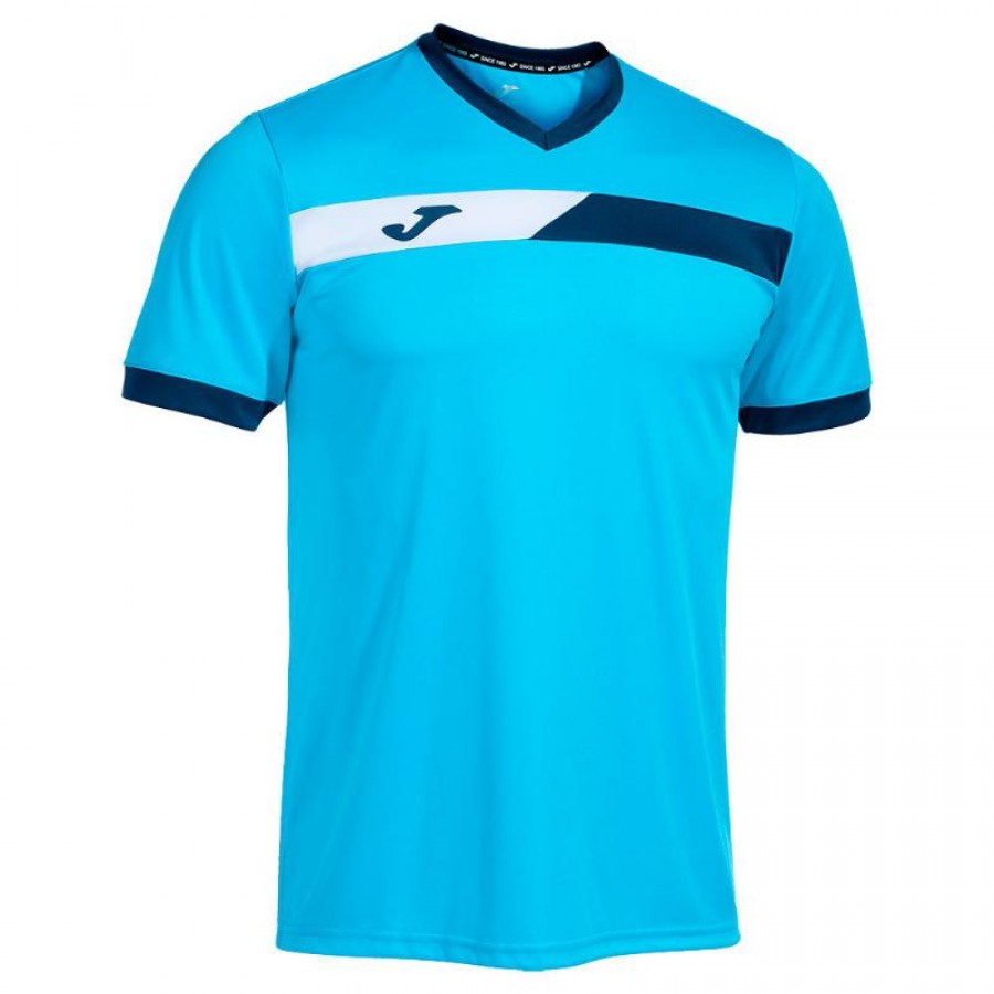 Joma Court T-shirt turquoise fluo bleu marine blanc