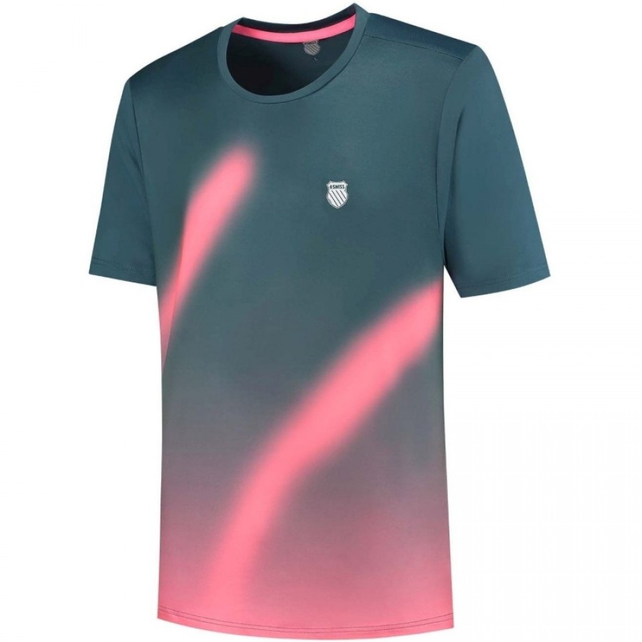 Camiseta Kswiss Hypercourt Print Crew 5 Verde Petroleo Rosa  Offer + Cheap