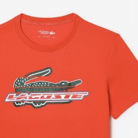 T-shirt Lacoste Sport Algodon Ecologico Orange   Offre - Pas cher