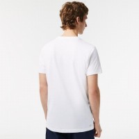 Camiseta Lacoste Sport Marca Contraste Blanco  Oferta + Barato