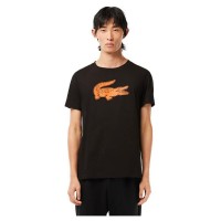 Camiseta Lacoste Sport Transpirable Negro Naranja