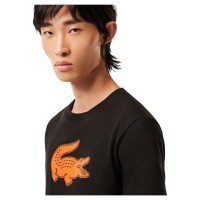 Camiseta Lacoste Sport Transpirable Negro Naranja
