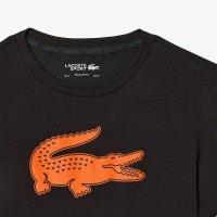 Camiseta Lacoste Sport Transpirable Negro Naranja