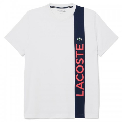 Lacoste Sport Ultra Dry Blanc T-Shirt Bleu Marine Lacoste Sport Ultra Dry Blanc T-Shirt Bleu Marine