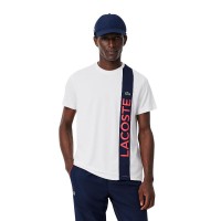 Camiseta Lacoste Sport Ultra Dry Blanco Azul Marino  Oferta + Barato