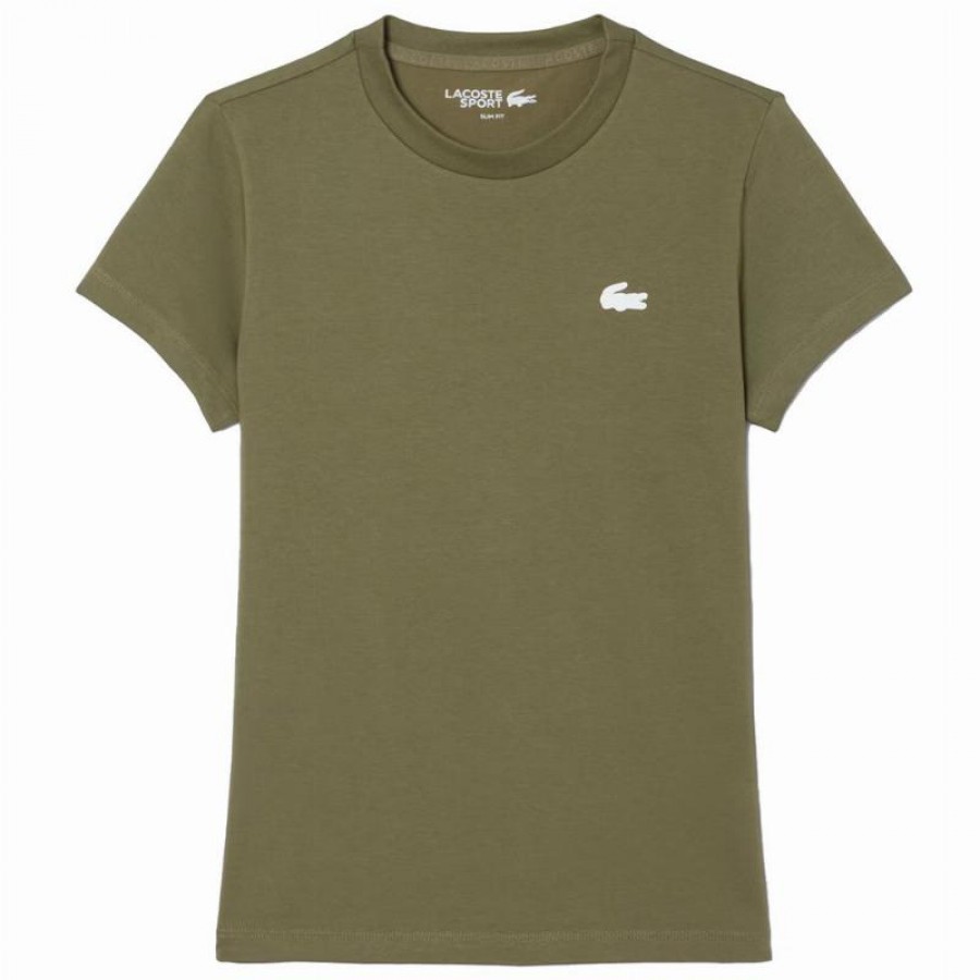 Women''s Lacoste Sport Green Khaki T-Shirt  Offer + Cheap