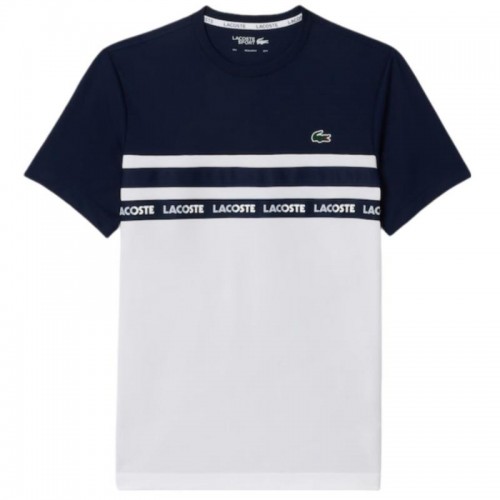 T-shirt Lacoste Ultra Dry Blanc Bleu Marine T-shirt Lacoste Ultra Dry Blanc Bleu Marine