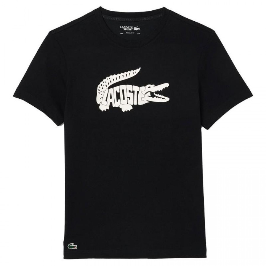 Camiseta Lacoste Ultra Dry Negro Blanco  Oferta + Barato