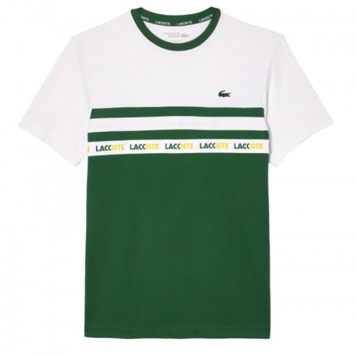T-shirt Lacoste Ultra Dry Vert Blanc T-shirt Lacoste Ultra Dry Vert Blanc