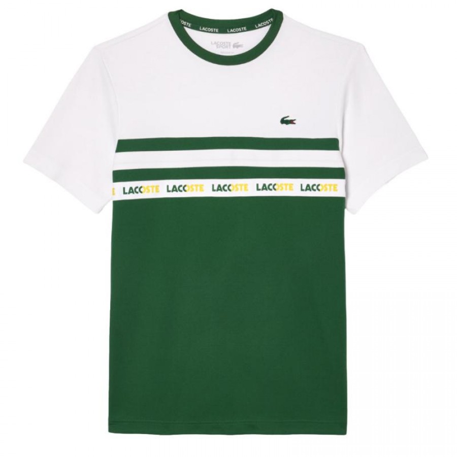 Camiseta Lacoste Ultra Dry Verde Blanco  Oferta + Barato